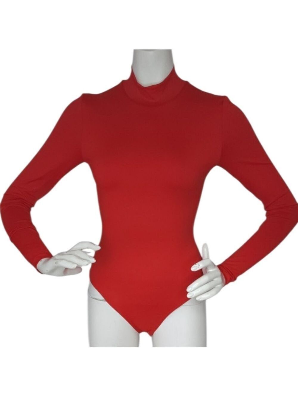 Second Skin Double Lined Mock Neck Red Bodysuit Small NWT